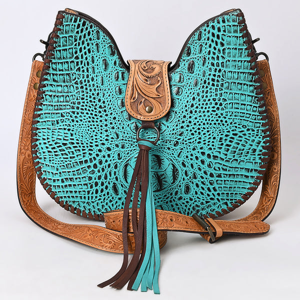 ADBG1039 American Darling Crocodile Embossed Hand Tooled Leather Western Crossbody Bag