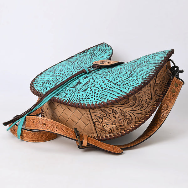 ADBG1039 American Darling Crocodile Embossed Hand Tooled Leather Western Crossbody Bag