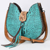 ADBG1039 American Darling Crocodile Embossed Hand Tooled Leather Western Crossbody Bag