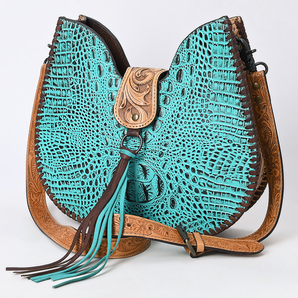 ADBG1039 American Darling Crocodile Embossed Hand Tooled Leather Western Crossbody Bag