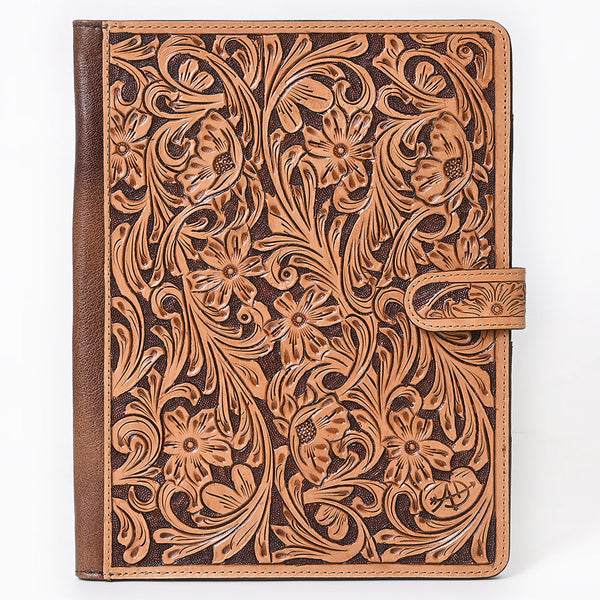 ADBG1040 American Darling Hand-Tooled Floral Genuine Leather Western Portfolio Bag