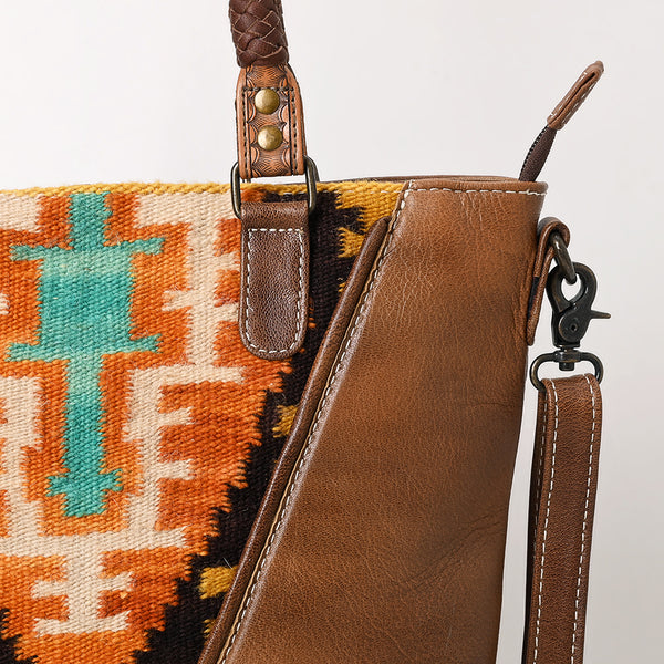 ADBG1047 American Darling Hand Woven Saddle Blanket Leather Tote Bag | Western Leather Handbag