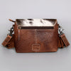 ADBG1050 American Darling Hair-on Cowhide Leather Crossbody Bag Floral Tooling & Fringes Western Handbag