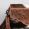 ADBG1050 American Darling Hair-on Cowhide Leather Crossbody Bag Floral Tooling & Fringes Western Handbag