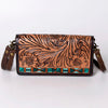ADBGM169 Hand-Tooled Western Leather Crossbody Purse with Floral Design