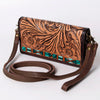ADBGM169 Hand-Tooled Western Leather Crossbody Purse with Floral Design