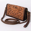 ADBGM169 Hand-Tooled Leather Organiser Purse - Western Floral Scroll
