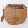 ADBGI220 Round Tooled Leather & Hair-On Crossbody Bag - Floral Flap Western Purse