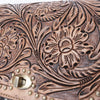 ADBGI220 Round Tooled Leather & Hair-On Crossbody Bag - Floral Flap Western Purse