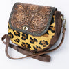 ADBGI220 Round Tooled Leather & Hair-On Crossbody Bag - Floral Flap Western Purse
