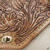 LC-ADBGI223A Tooled Leather & Hair-On Satchel Bag - Western Crossbody with Flap Closure
