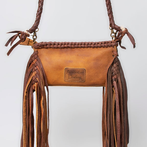 ADBGM277 Mini Fringe Crossbody - Braided Leather & Turquoise Concho