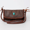ADBGM267 Mini Western Leather Crossbody - Braided Edge & Turquoise Concho