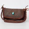 ADBGM267 Mini Western Leather Crossbody - Braided Edge & Turquoise Concho
