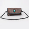ADBGM267 Mini Western Leather Crossbody - Braided Edge & Turquoise Concho