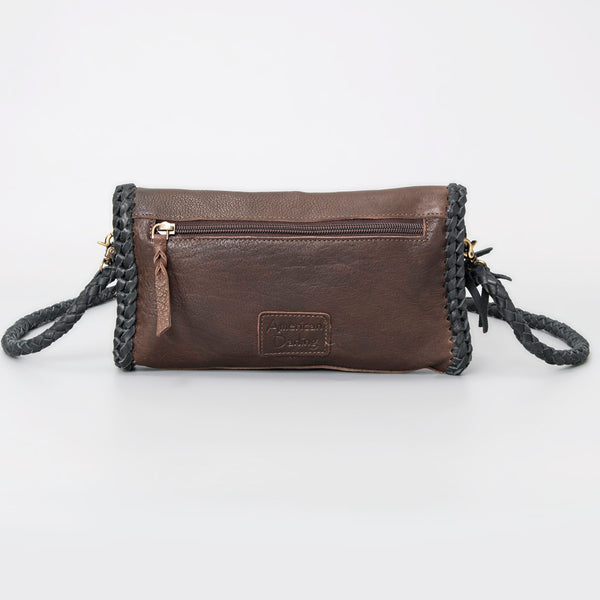 ADBGM267 Mini Western Leather Crossbody - Braided Edge & Turquoise Concho