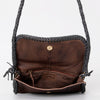 ADBGM267 Mini Western Leather Crossbody - Braided Edge & Turquoise Concho