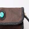 ADBGM267 Mini Western Leather Crossbody - Braided Edge & Turquoise Concho