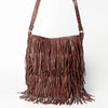 ADBGM308 Layered Fringe Leather Crossbody - Western Festival Bag with Studded Strap