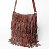 ADBGM308 Layered Fringe Leather Crossbody - Western Festival Bag with Studded Strap