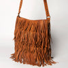 ADBGM308 Layered Fringe Leather Crossbody - Western Festival Bag with Studded Strap