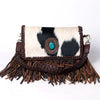 ADBGM272 Cowhide Western Fringe Crossbody - Braided Strap with Turquoise Concho