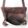 ADBGM272 Cowhide Western Fringe Crossbody - Braided Strap with Turquoise Concho