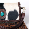 ADBGM272 Cowhide Western Fringe Crossbody - Braided Strap with Turquoise Concho