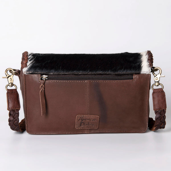 ADBGM272 Cowhide Western Fringe Crossbody - Braided Strap with Turquoise Concho