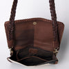ADBGM272 Cowhide Western Fringe Crossbody - Braided Strap with Turquoise Concho