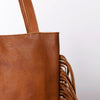 ADBGM305 Rustic Leather Fringe Tote - Boho Western Bag with Long Fringe Detail