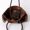 LC-ADBGM276 Cowhide Western Tote - Braided Handles, Fringe & Turquoise Concho