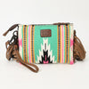 LC-ADBGZ183 Southwestern Wool Crossbody Bag with Tooled Leather & Desert Concho - Fringe Western Purse