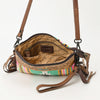 LC-ADBGZ183 Southwestern Wool Crossbody Bag with Tooled Leather & Desert Concho - Fringe Western Purse