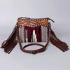 LC-ADBGZ183 Southwestern Wool Crossbody Bag with Tooled Leather & Desert Concho - Fringe Western Purse