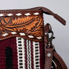 LC-ADBGZ183 Southwestern Wool Crossbody Bag with Tooled Leather & Desert Concho - Fringe Western Purse