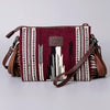 LC-ADBGZ183 Southwestern Wool Crossbody Bag with Tooled Leather & Desert Concho - Fringe Western Purse