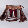 LC-ADBGZ183 Southwestern Wool Crossbody Bag with Tooled Leather & Desert Concho - Fringe Western Purse