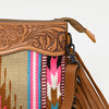LC-ADBGZ184 Southwestern Wool Crossbody Bag with Tooled Leather & Fringe - Western Fringe Purse