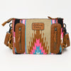 LC-ADBGZ184 Southwestern Wool Crossbody Bag with Tooled Leather & Fringe - Western Fringe Purse