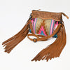 LC-ADBGZ184 Southwestern Wool Crossbody Bag with Tooled Leather & Fringe - Western Fringe Purse