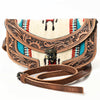 ADBG829 American Darling Western Small Cross body Bag Hand Tooled with Hand-Woven Saddle Blanket