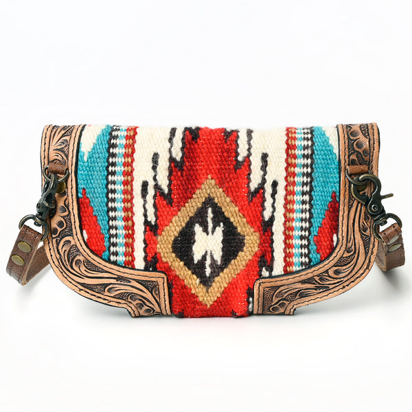 ADBG829 American Darling Western Small Cross body Bag Hand Tooled with Hand-Woven Saddle Blanket