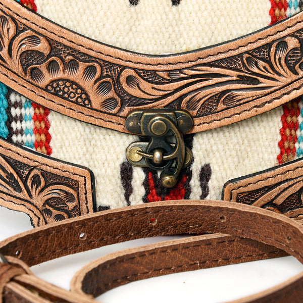 ADBG829 American Darling Western Small Cross body Bag Hand Tooled with Hand-Woven Saddle Blanket
