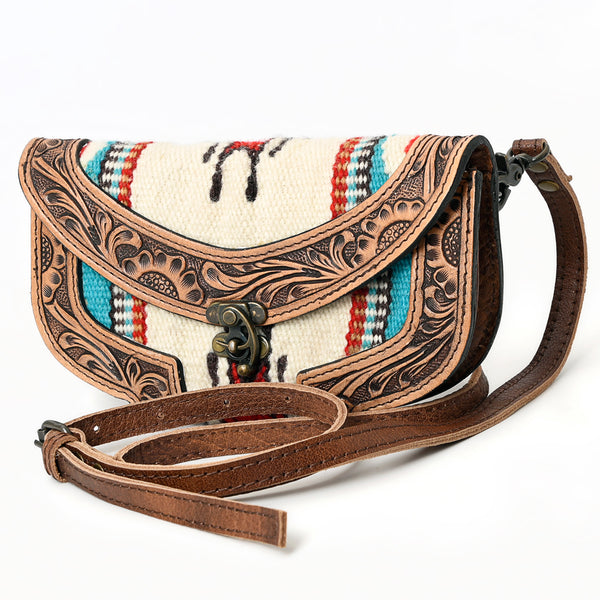 ADBG829 American Darling Western Small Cross body Bag Hand Tooled with Hand-Woven Saddle Blanket