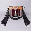 LC-ADBGZ184 Southwestern Wool Crossbody Bag with Tooled Leather & Fringe - Western Fringe Purse