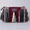 LC-ADBGZ184 Southwestern Wool Crossbody Bag with Tooled Leather & Fringe - Western Fringe Purse