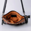 LC-ADBGZ184 Southwestern Wool Crossbody Bag with Tooled Leather & Fringe - Western Fringe Purse