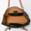 LC-ADBGZ695 Southwestern Aztec Tote Bag with Hand-Tooled Leather and Fringe - Western Shoulder Purse