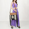 ADBGZ701 Tooled Leather Crossbody Bag with Fringe & Wool Saddle Blanket - Western Style Purse
